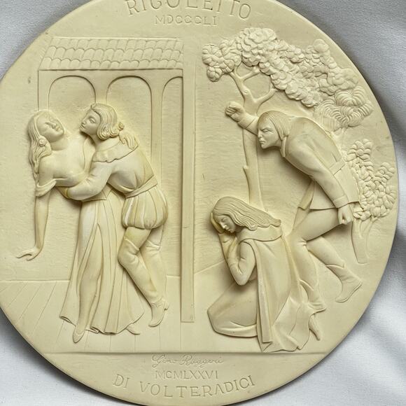 Alabaster Collector Plate Rigoletto by Gino Ruggeri No. AD 6292 Italian Opera - Picture 4 of 7